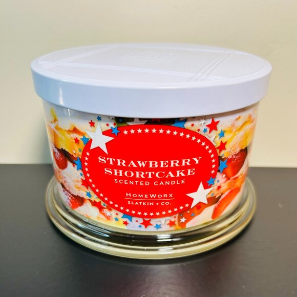 HomeWorx by Slatkin Strawberry Shortcake 4-Wick 18oz Candle NEW - Picture 1 of 4